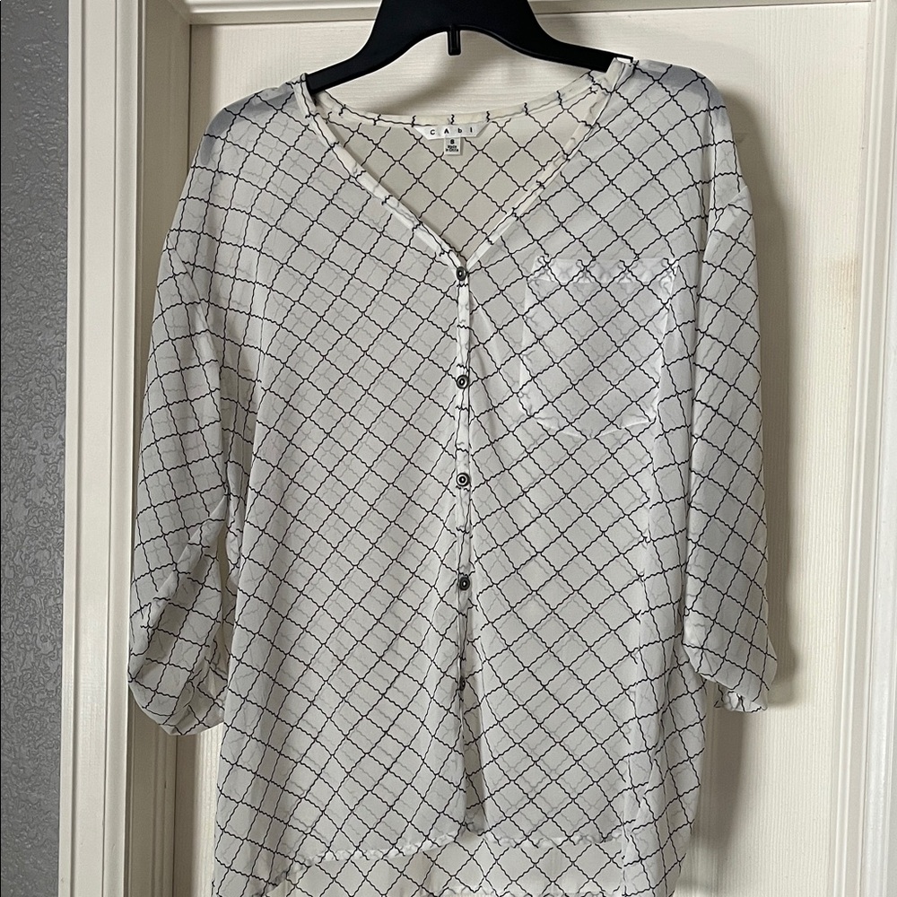CAbi Black and White Checkered Blouse